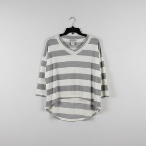 Pretty Young Thing Striped Oversized Tunic Top V Neck L/Grande